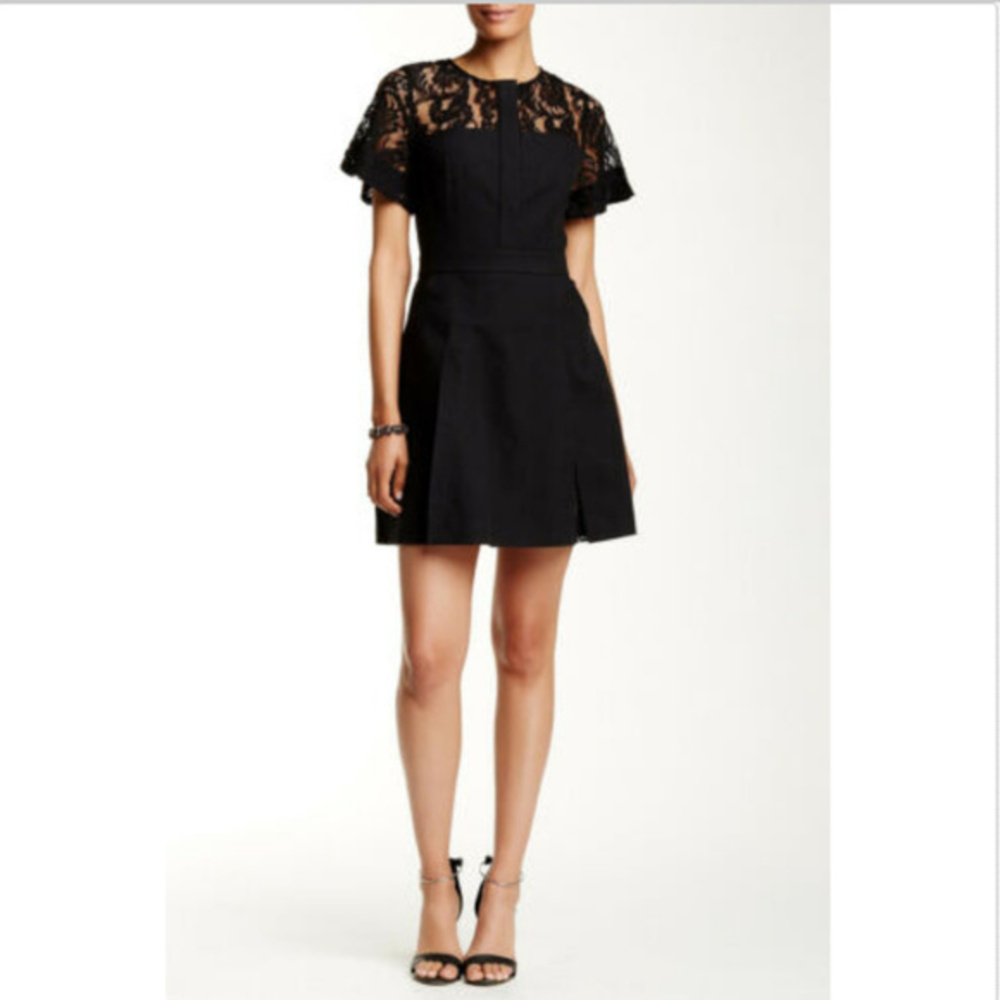 THOMAS WYLDE BLACK CYPRESS LACE PANELED DRESS NWT